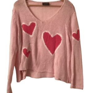 Wooden Ships Pink Heart Sweater